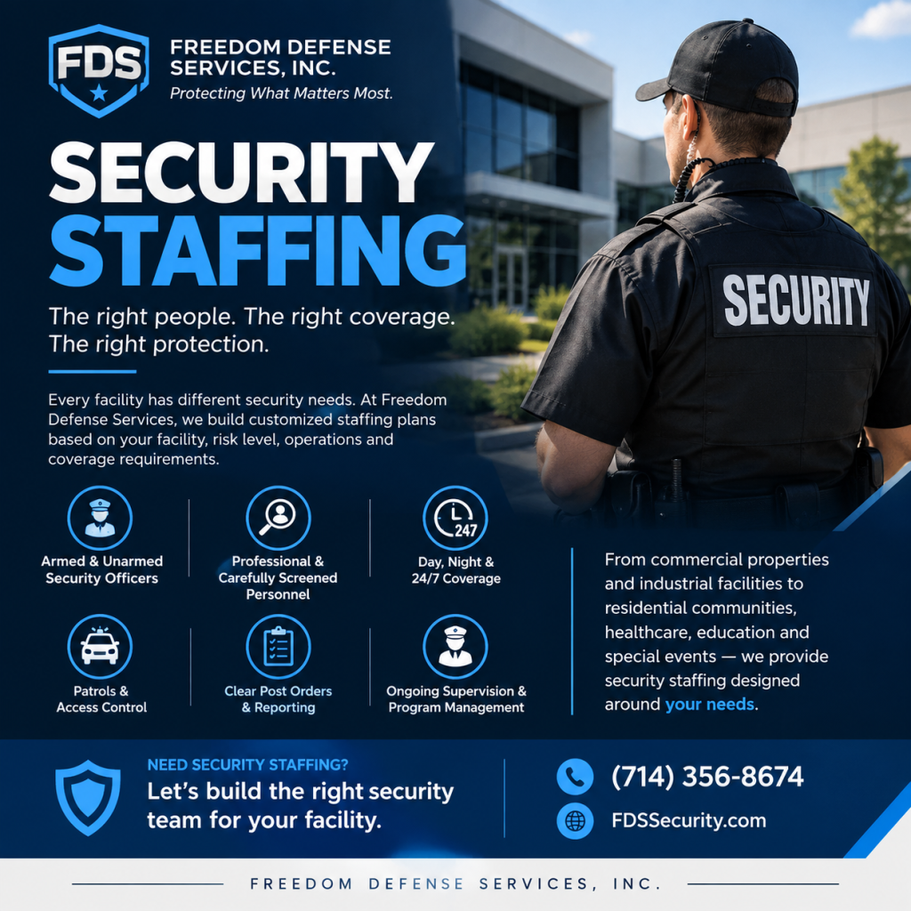 Security staffing services with professional security officer